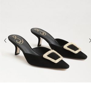 Sam Edelman Brit Black Suede Heel Mule Sz9